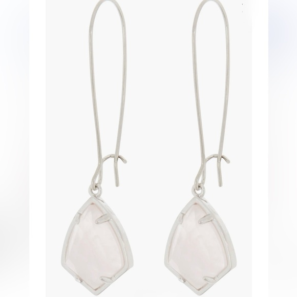 Kendra Scott Silver Carrine Rose Ivory Mother of Pearl Drop Dangling Earrings - Picture 1 of 6